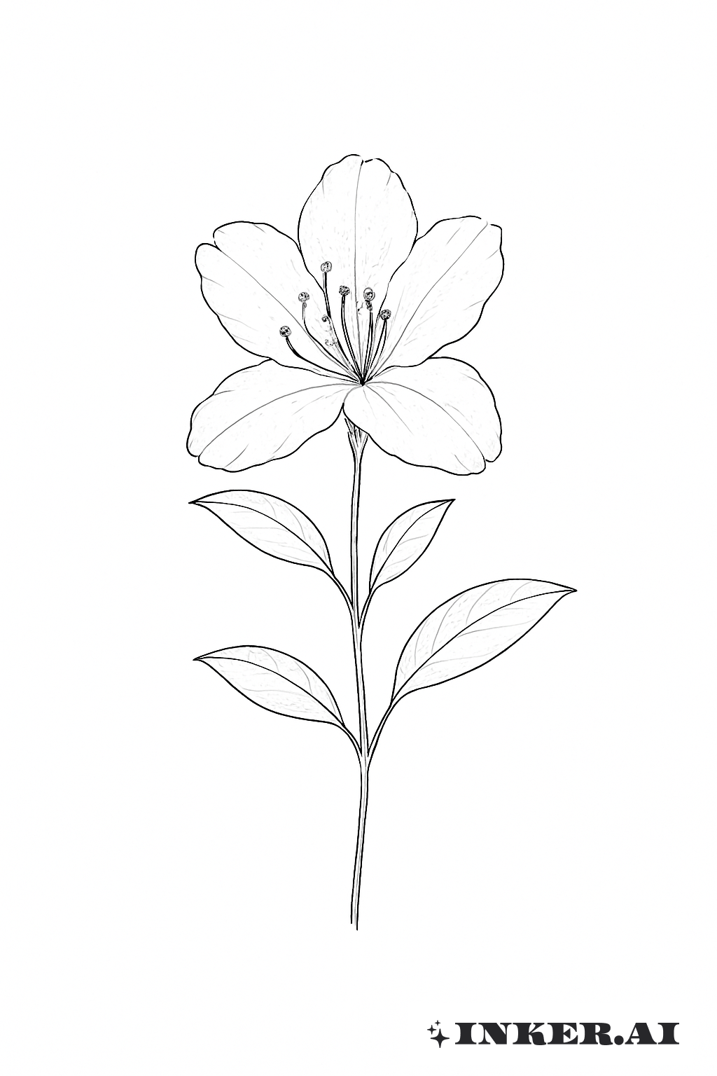 一本の細いツツジの茎