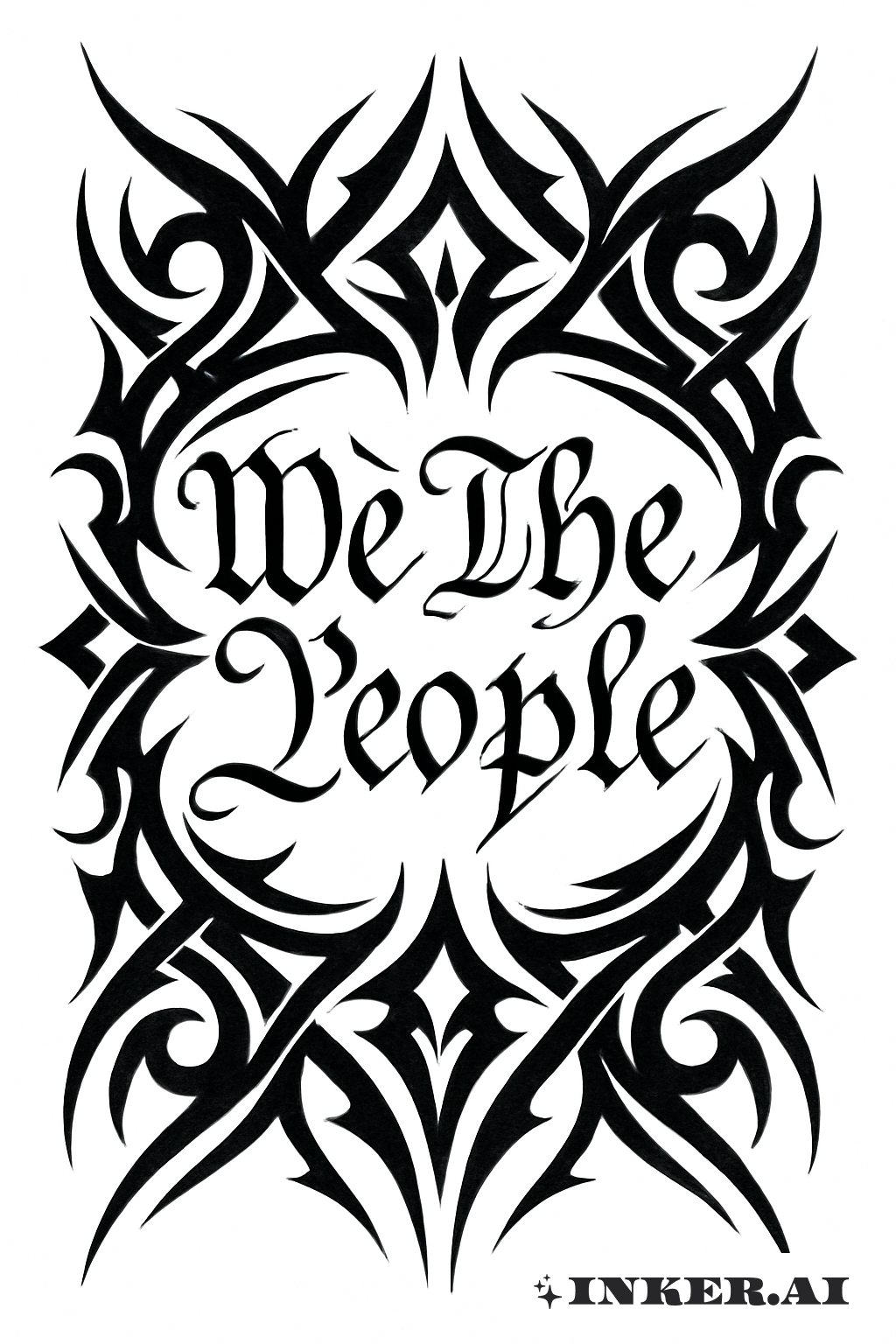 尖锐的部落线框住了“我们人民”的字样