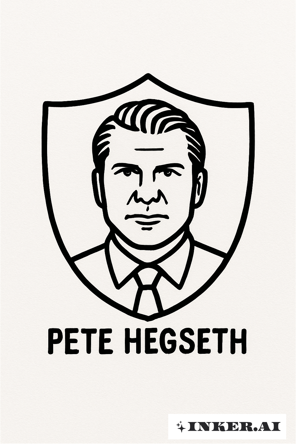 Ein einfaches Schildsymbol mit Pete Hegseth