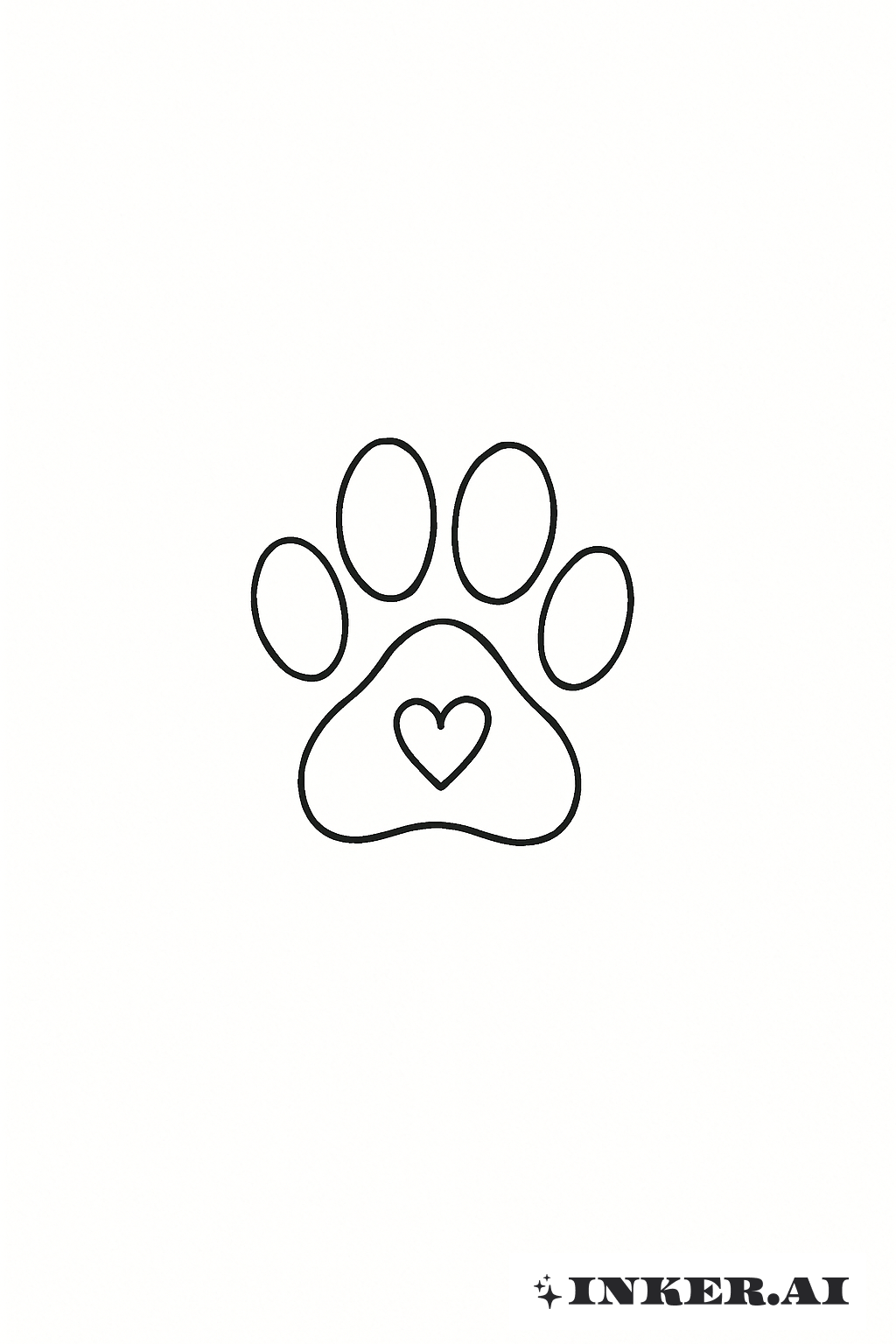 Une Patte de Chien Minimaliste avec un Petit Cœur