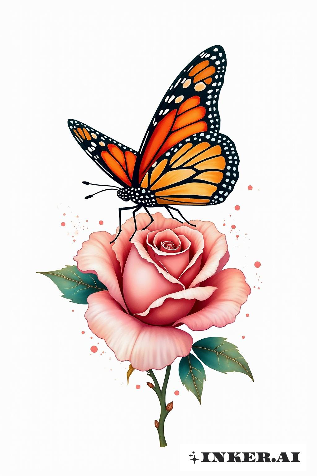 A delicate butterfly gracefully perched on a vibrant red rose, set against a soft background.