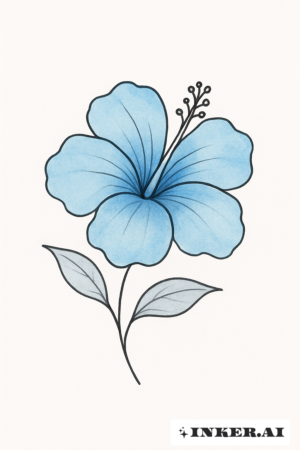 Simply Drawn Blue Hibiscus