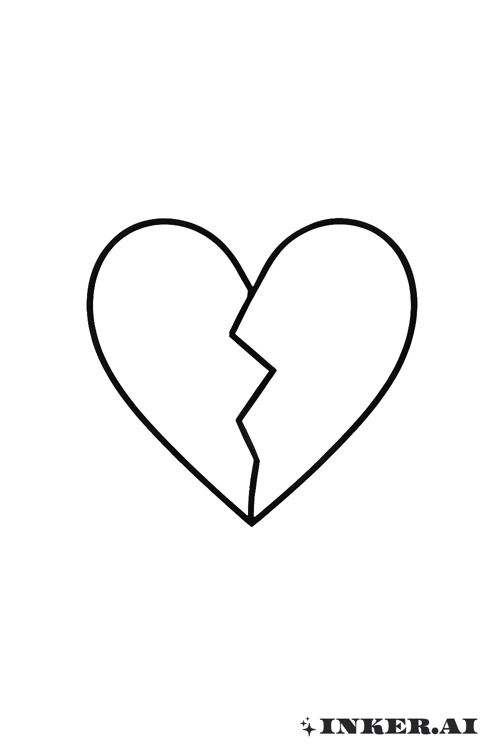 シンプルなZ世代向けの壊れたハートアウトライン