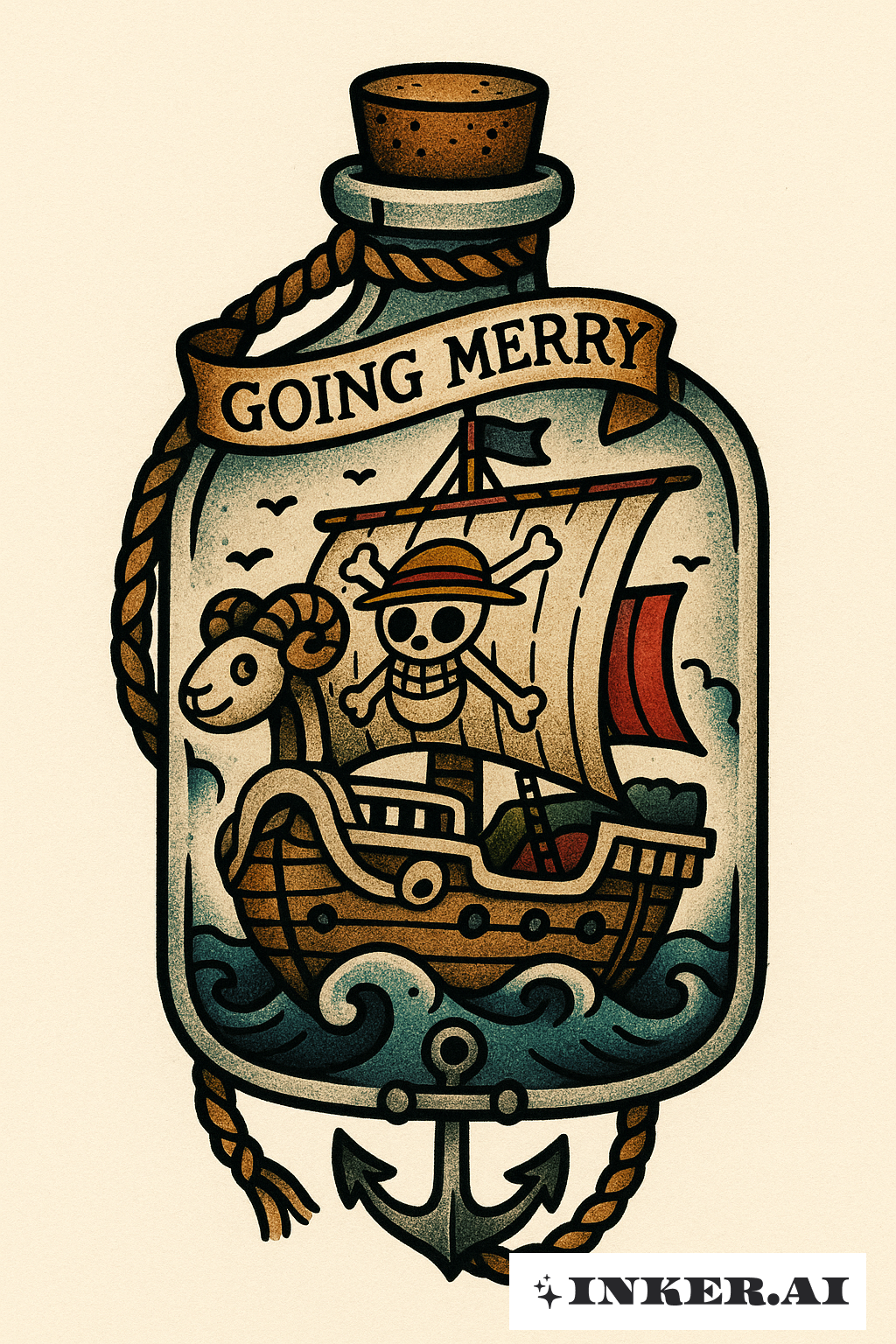 ワンピース ゴーイング・メリー号ボトルアート