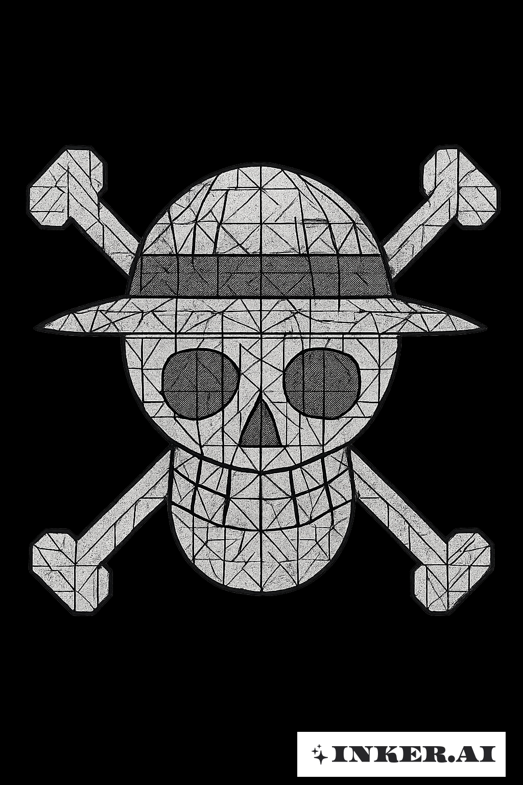 幾何学的なワンピース ストローハット ジョリーロジャー