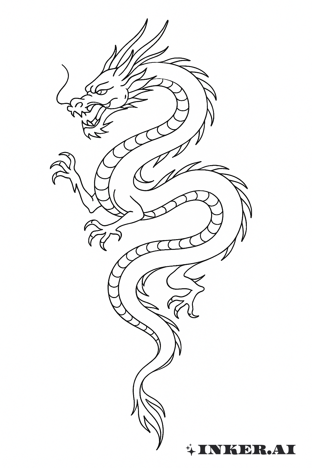單線日本龍輪廓