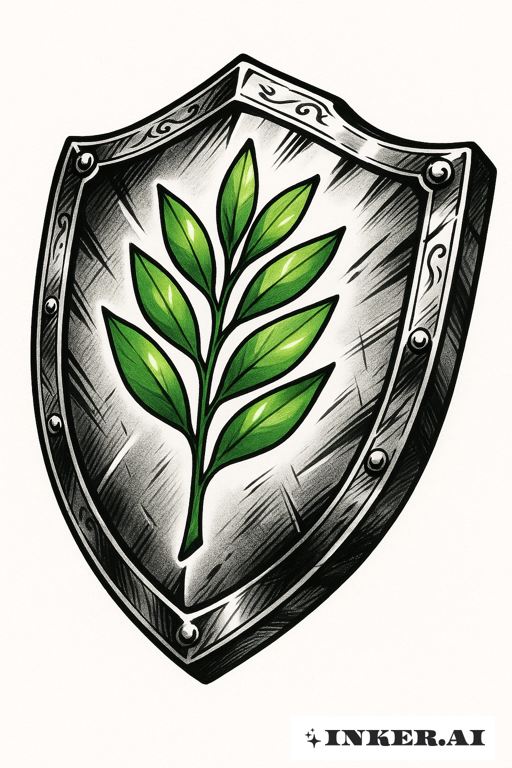 Escudo de Cavaleiro com Emblema de Ramo de Oliveira