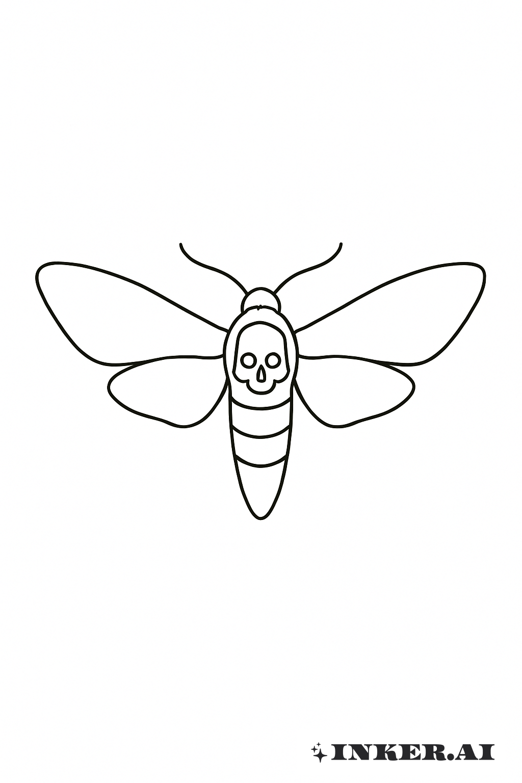 A Single Line Death Moth Outline