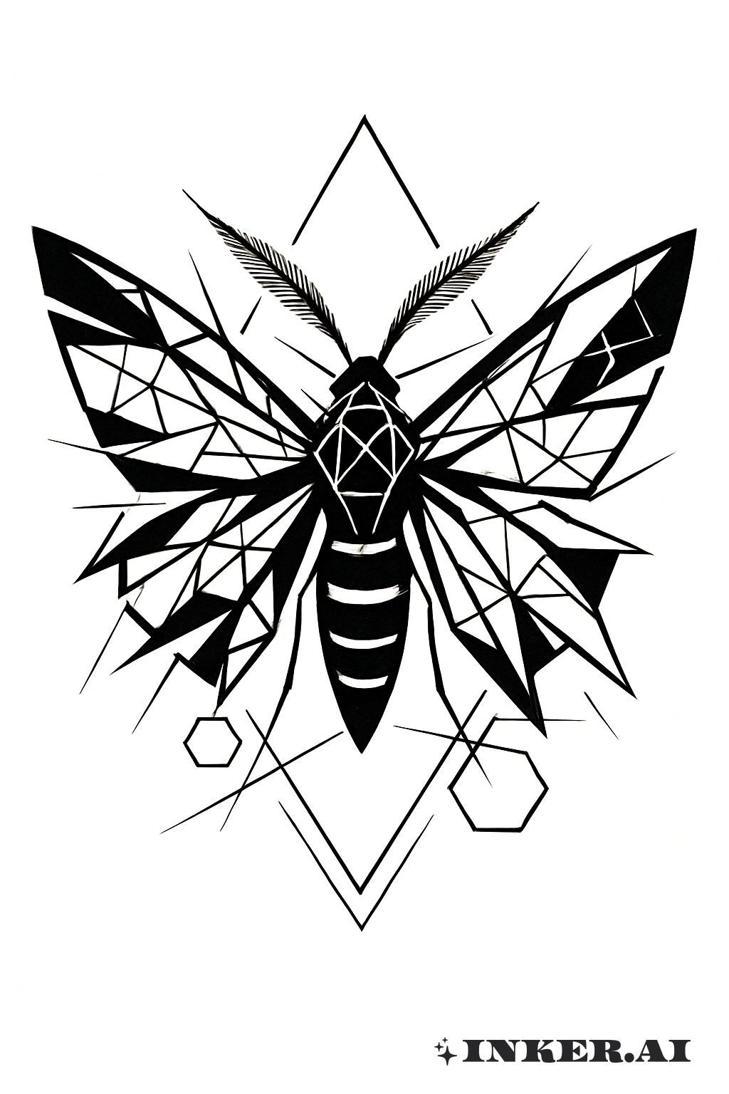 Fragmentierte Nachtfalter mit geometrischen Linien