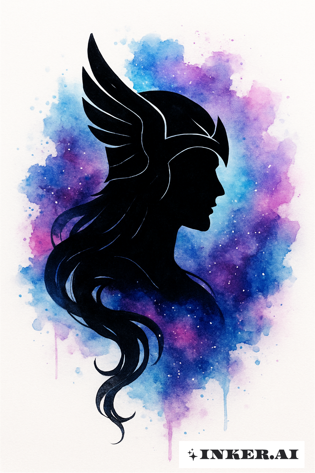 Valkyrie Silhouette With A Galaxy Splash