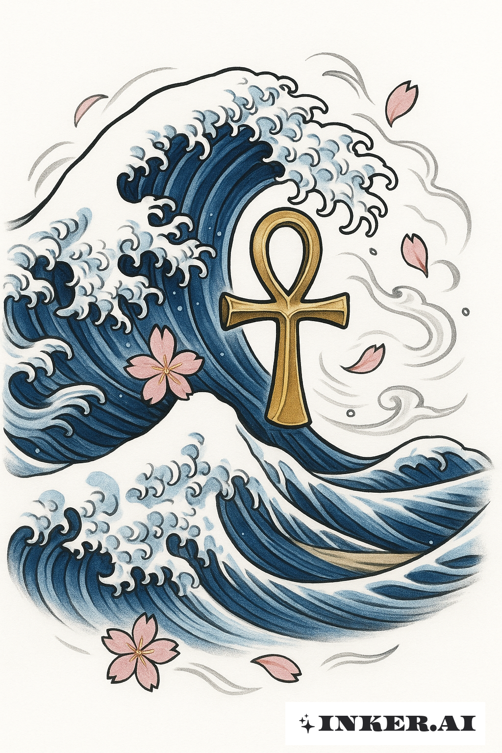 大浪環繞生命符號安卡