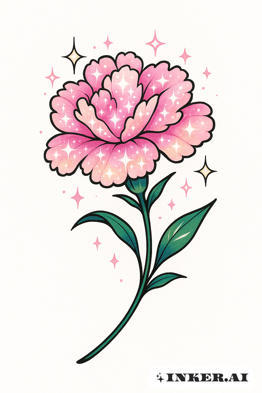 少女风格康乃馨，花瓣闪闪发光