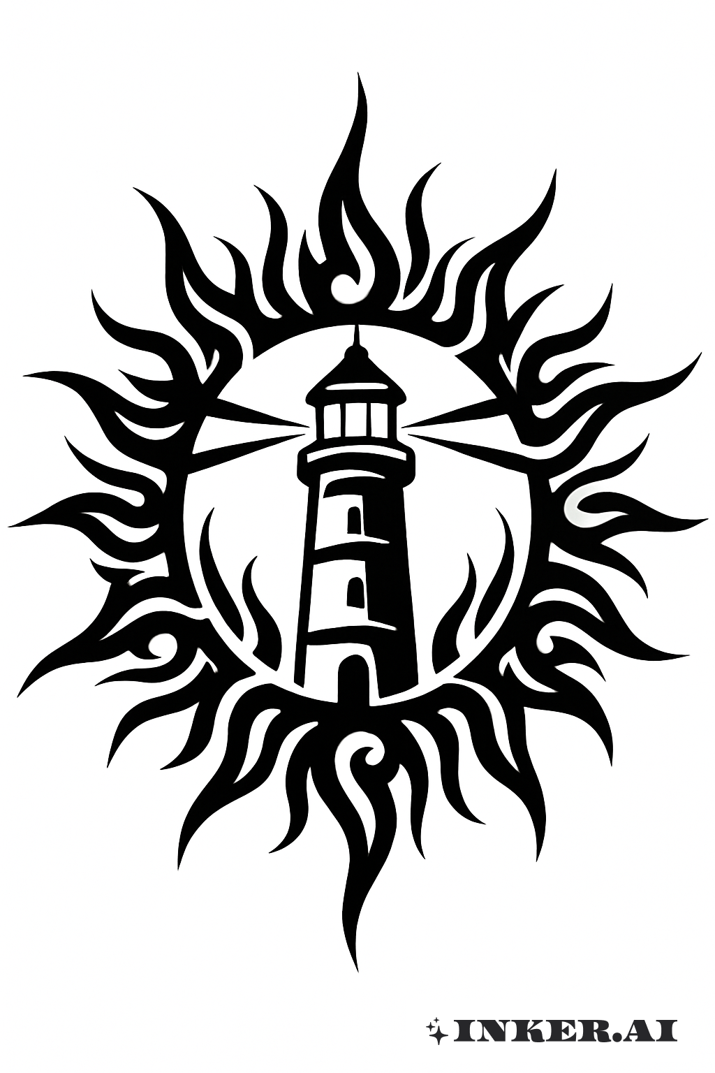 Lighthouse At The Center Of A Tribal Sun