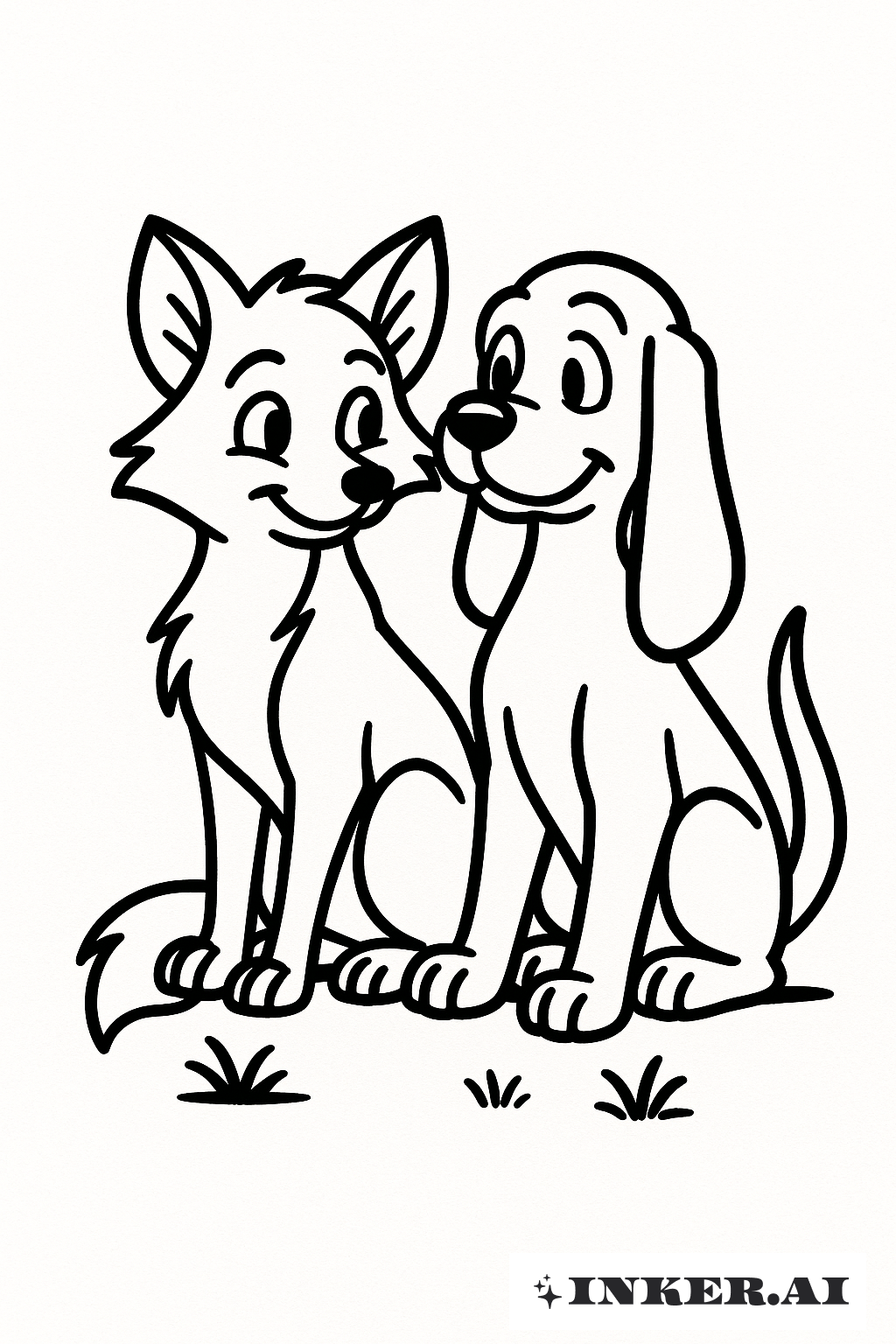 Une Amitié Classique entre un Renard et un Chien de Chasse