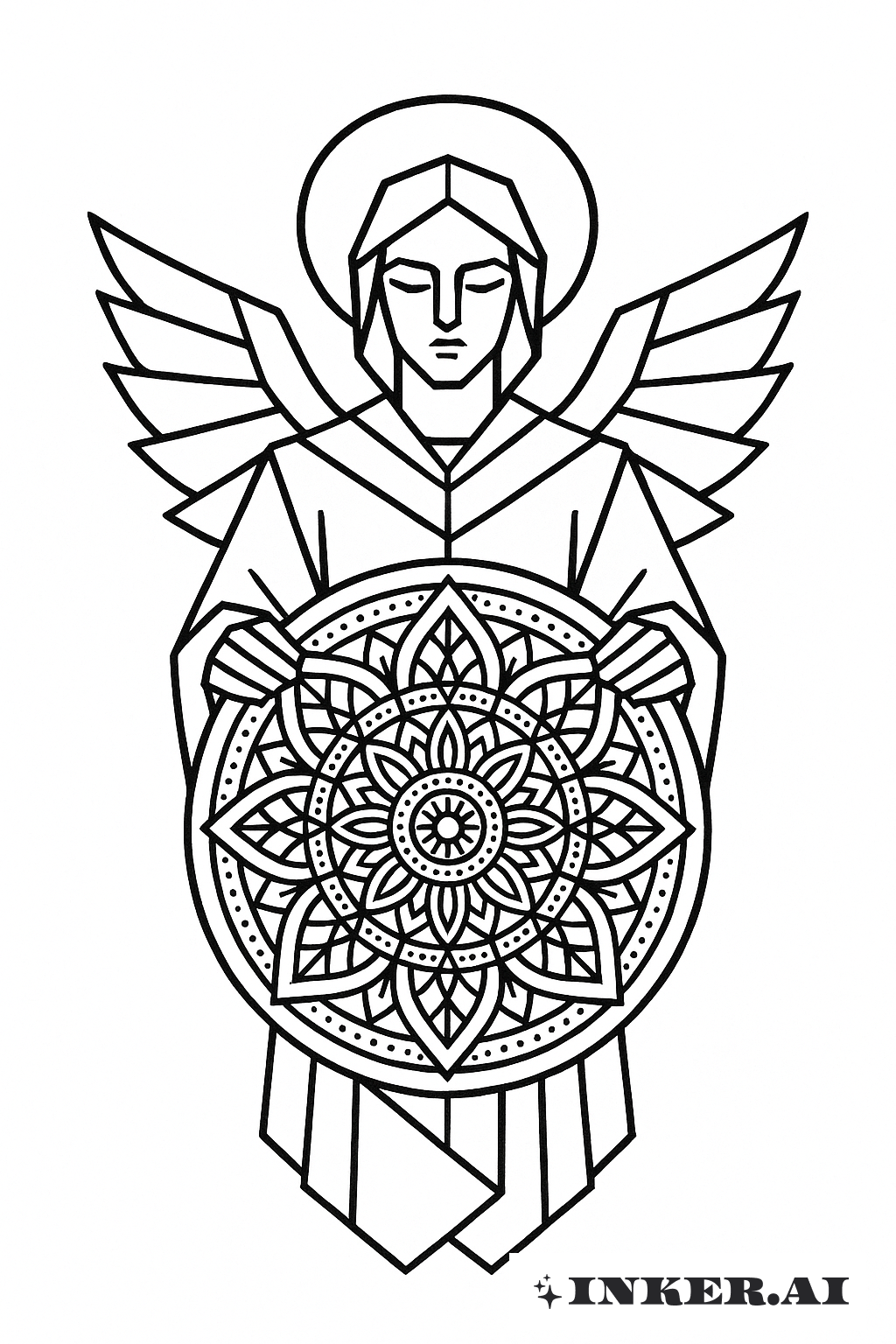 Guardian Angel with a Mandala Shield
