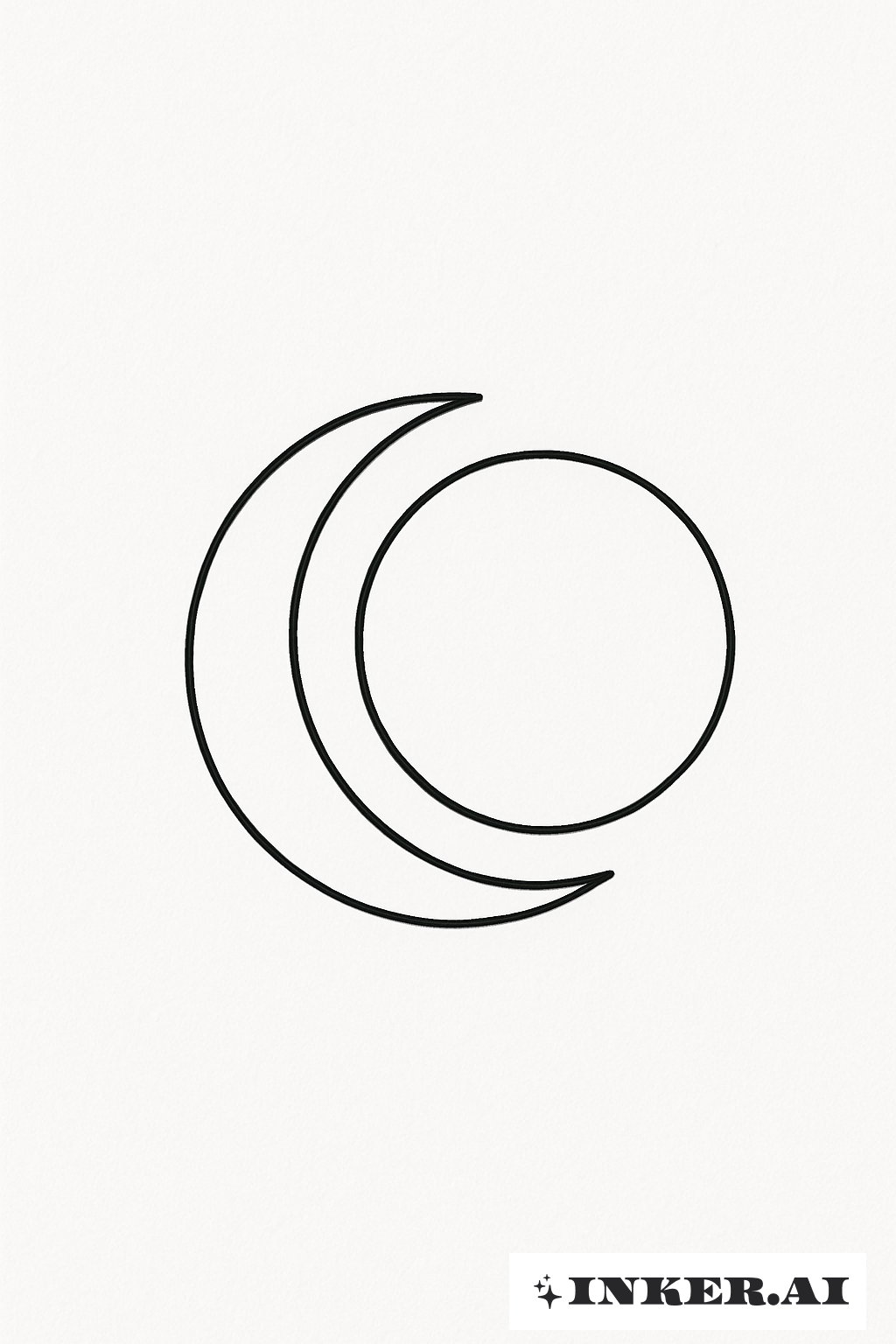 シンプルな三日月と円の太陽と月