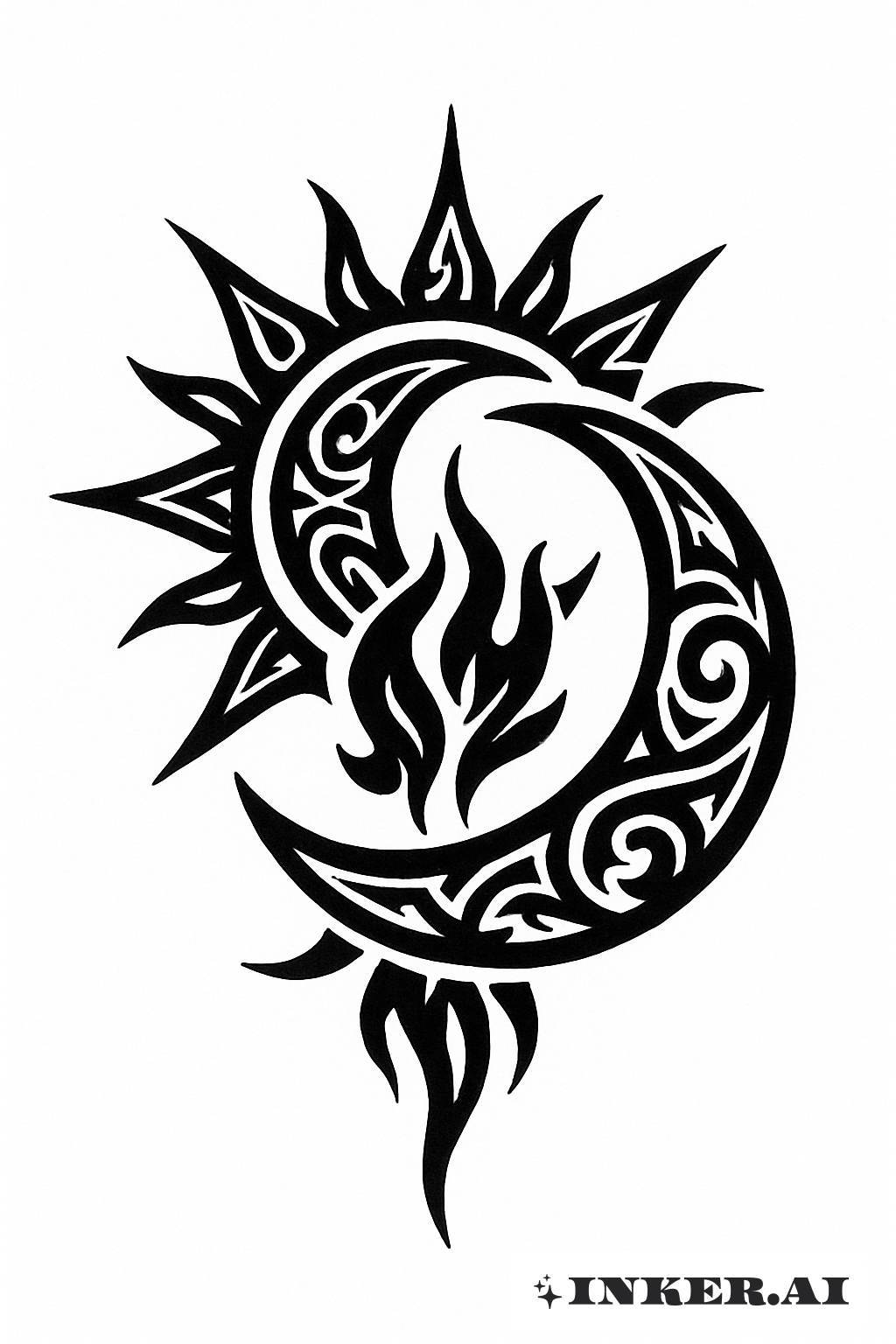 Tribal Sun Moon Twin Flame