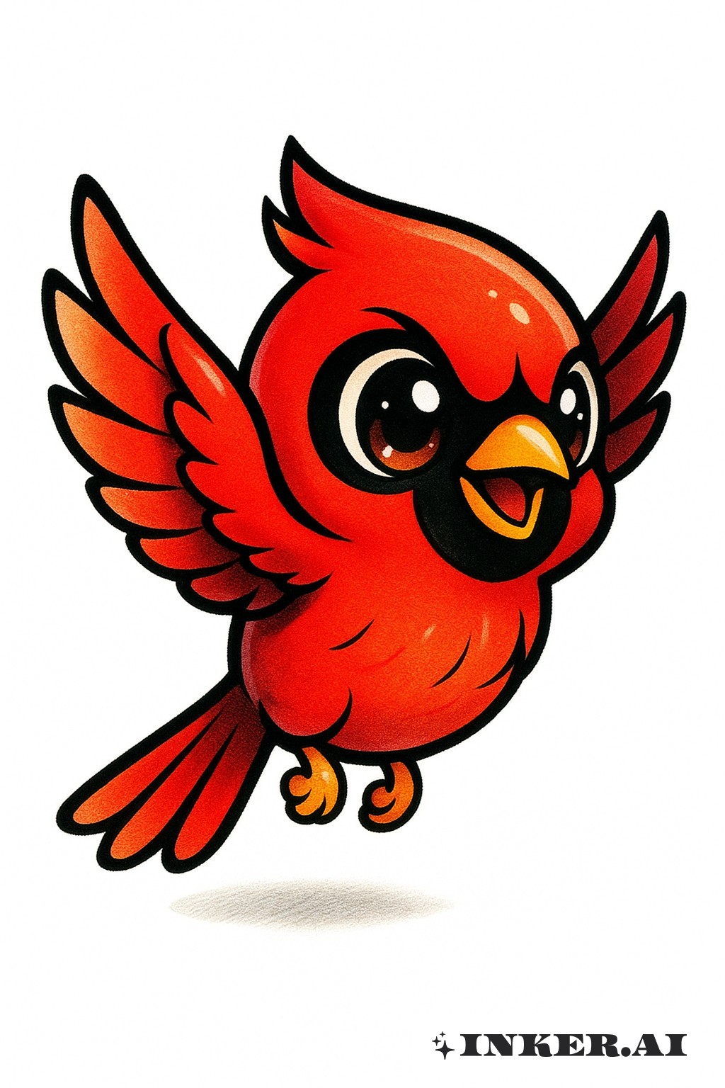 Chibi Stil Fliegendes Kardinal Tattoo