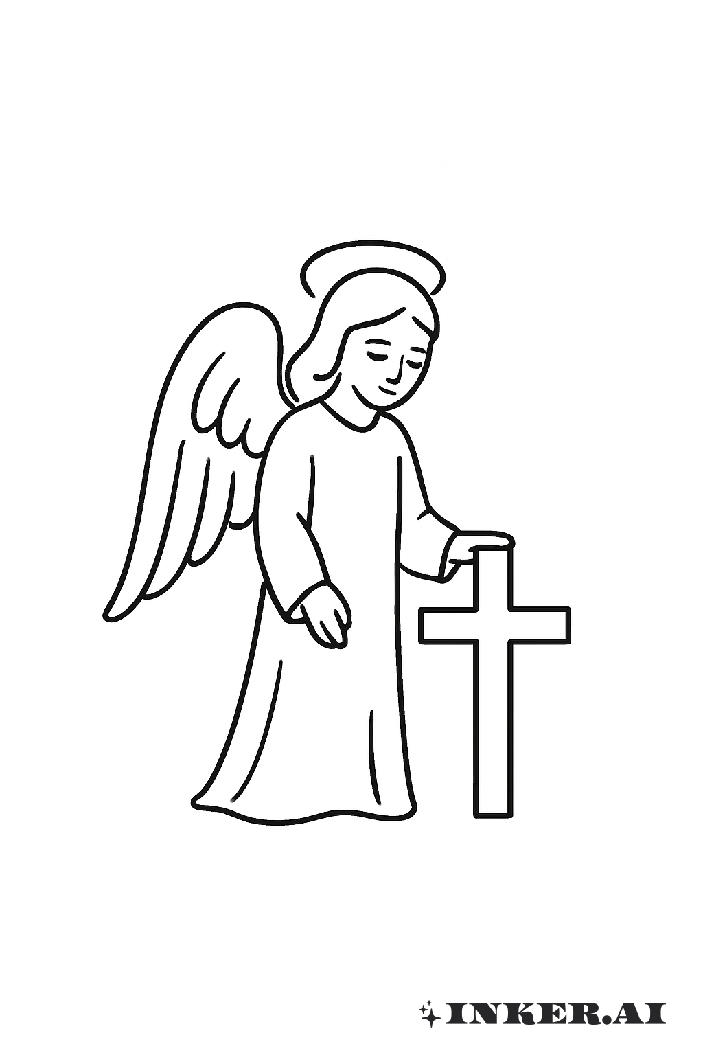 Simple Guardian Angel with a Cross