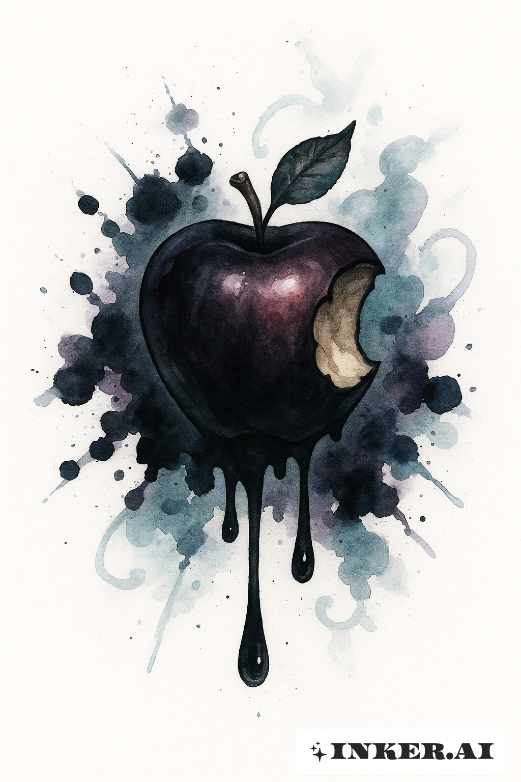 The Dark Bad Apple with Ink Blot Splatters
