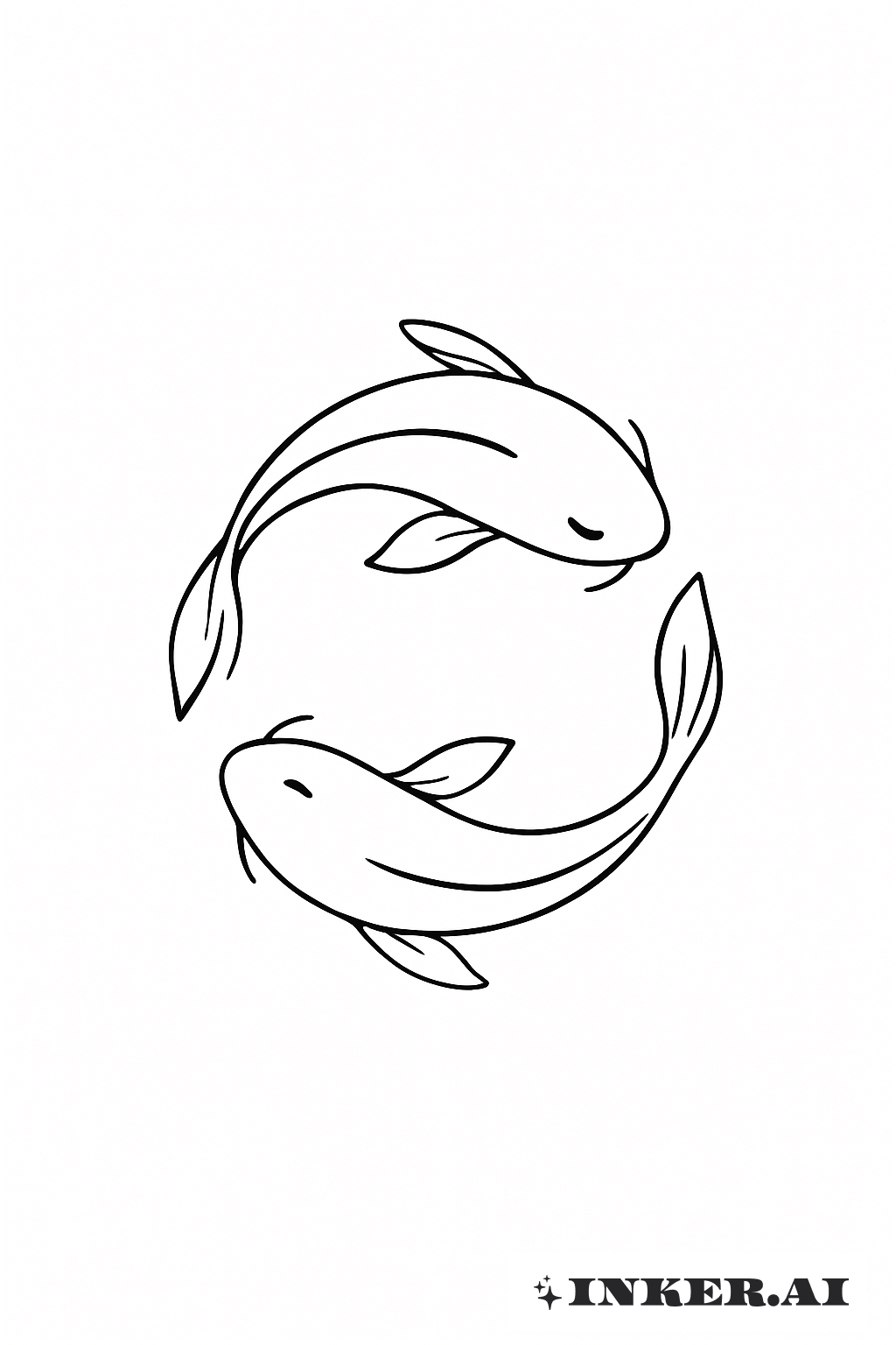 A yin yang inspired koi fish tattoo featuring a simple outline of two fish swimming in a circular pattern.