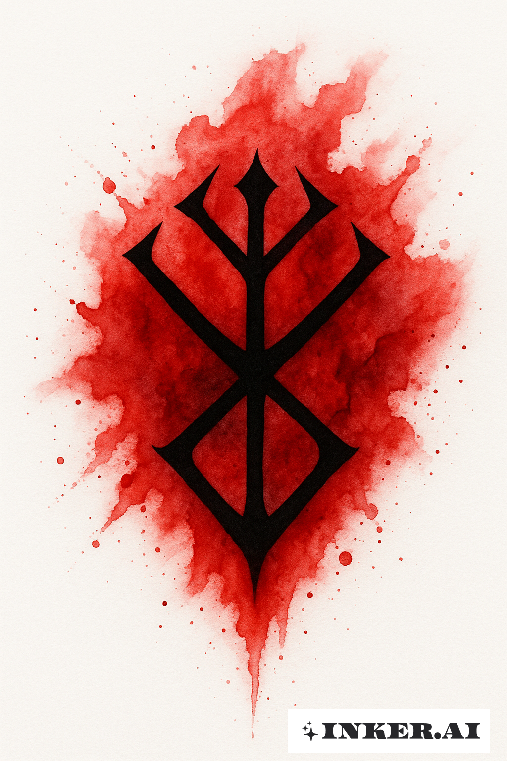 Uma Mancha Vermelho-Sangue Formando o Símbolo do Sacrifício