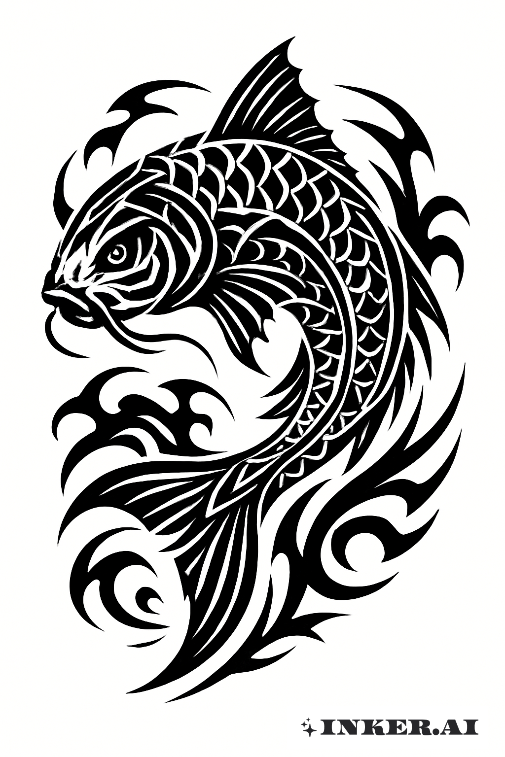 Fließender Yakuza-Koi in Stammesform