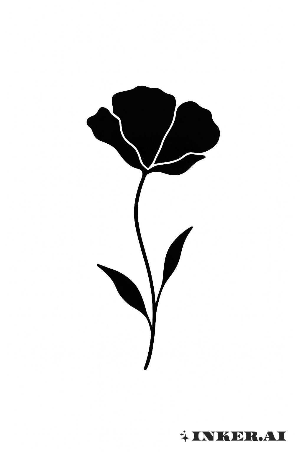 Schwarze Silhouette einer Mohnblüte