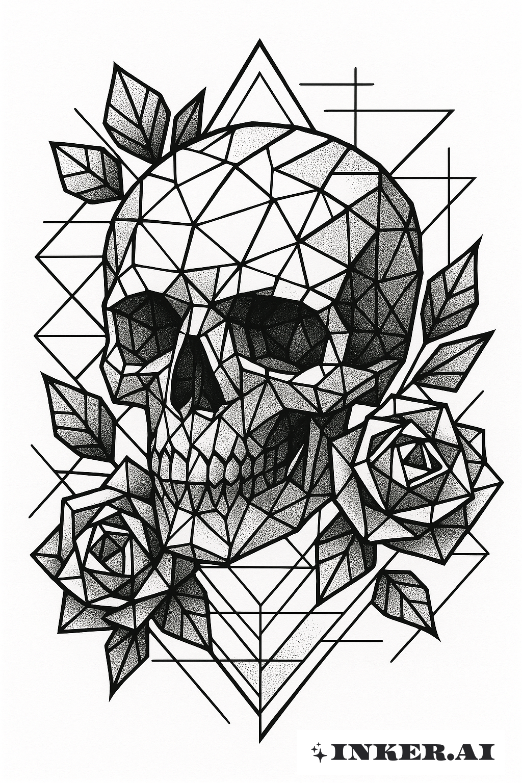 Totenkopf Fraturado com Rosas Geométricas