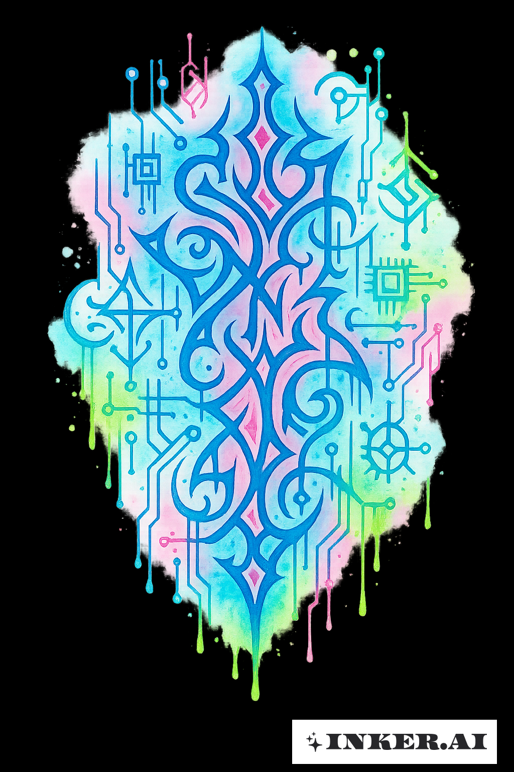 Cyber Sigilism With Dripping Neon Ink