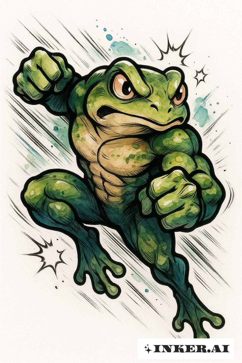 Grenouille Combattante en Pose d'Action Dynamique