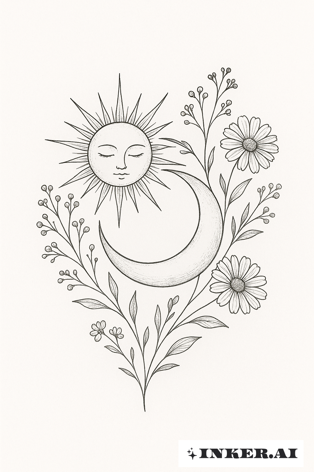 繊細な太陽と月と野の花