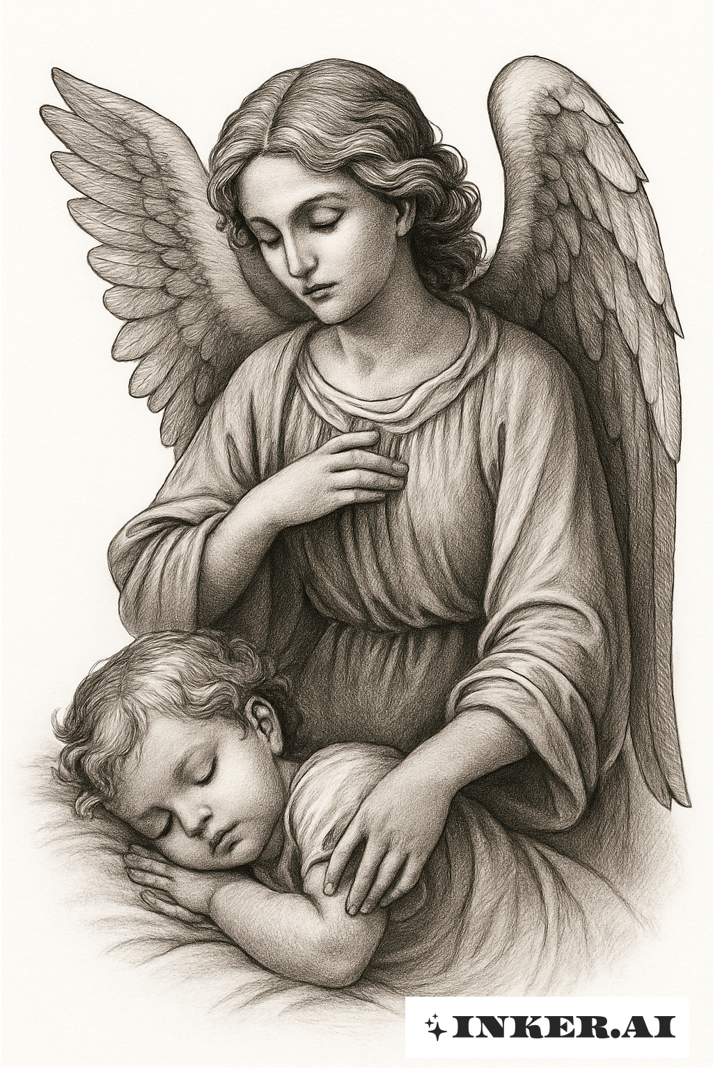 Guardian Angel Watching Over a Sleeping Child