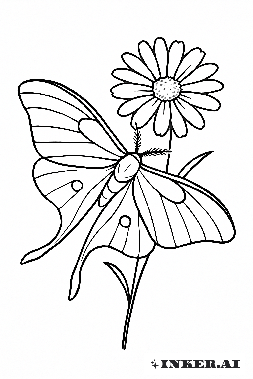 A Simple Luna Moth And Daisy