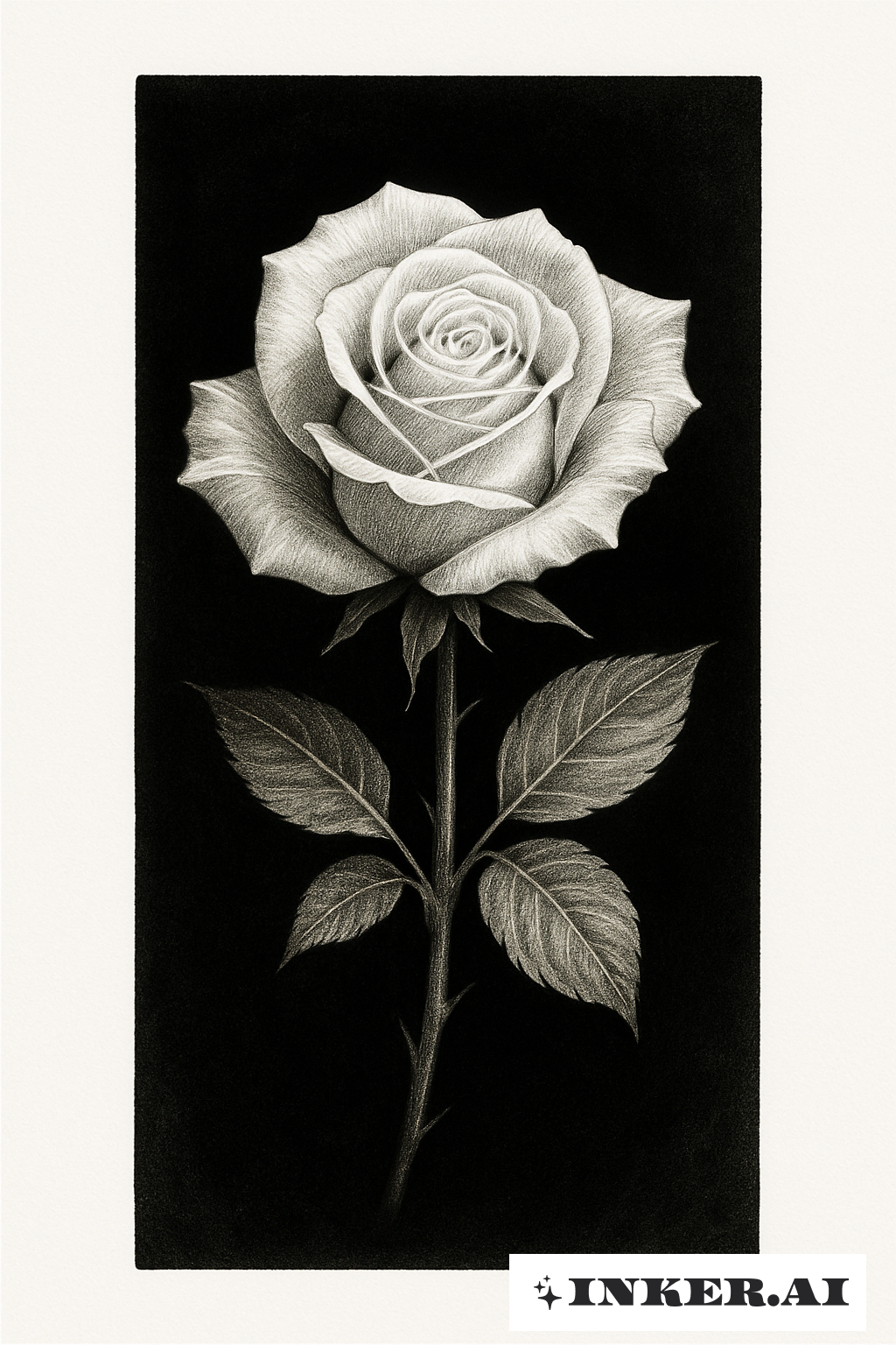 화이트 잉크 장미 온 블랙아웃 타투 디자인: 무료 다운로드 및 가상 체험, image size:1024x1536