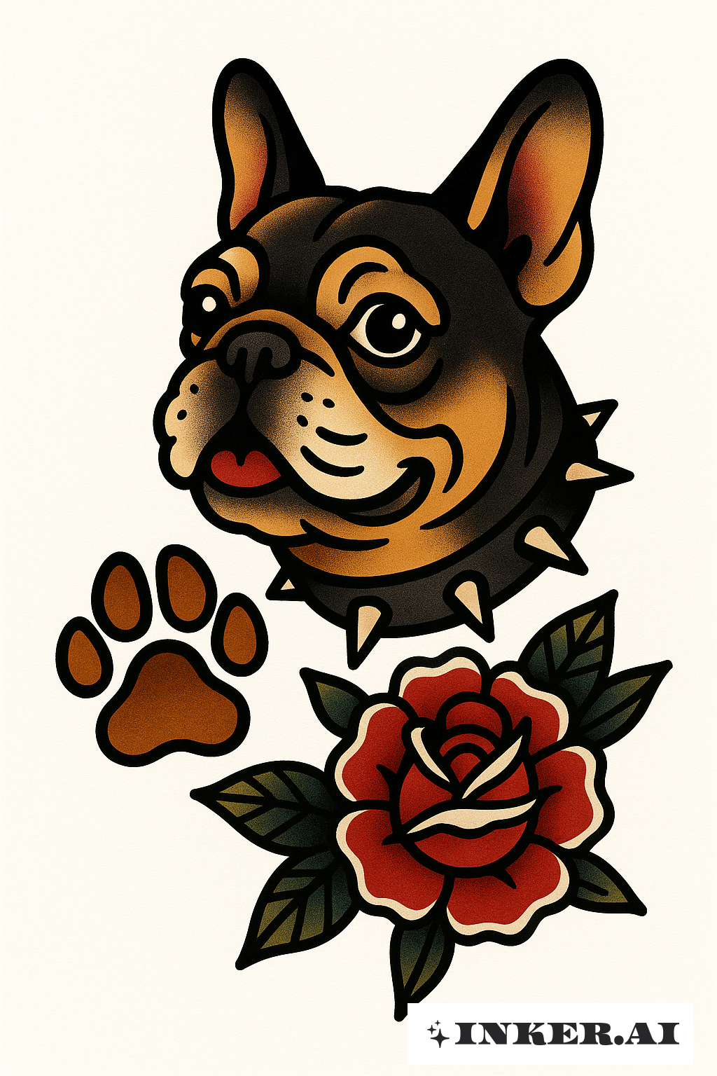 Bouledogue Français Old School avec une Patte de Chien