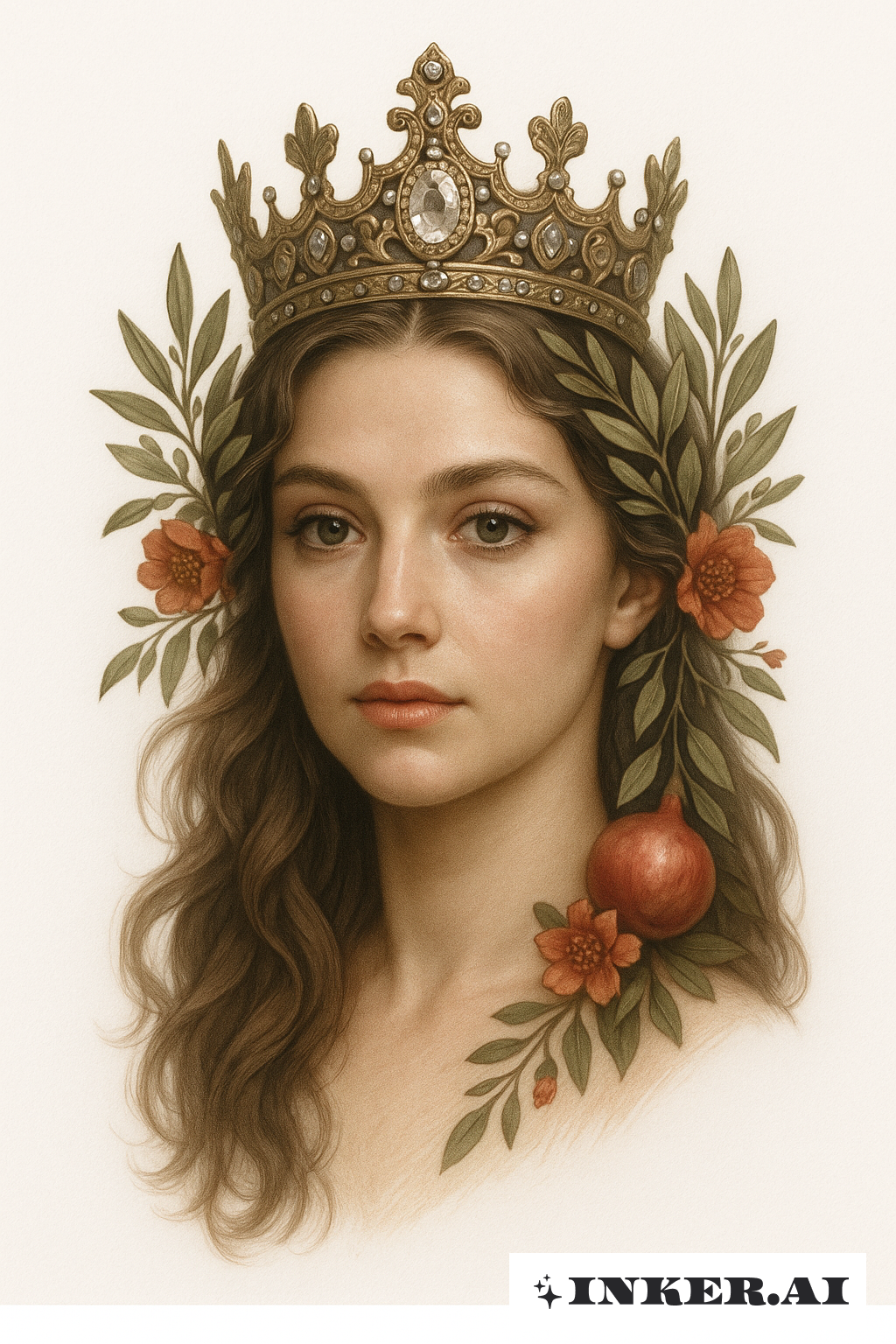 Hyper-realistic Portrait Of Queen Persephone