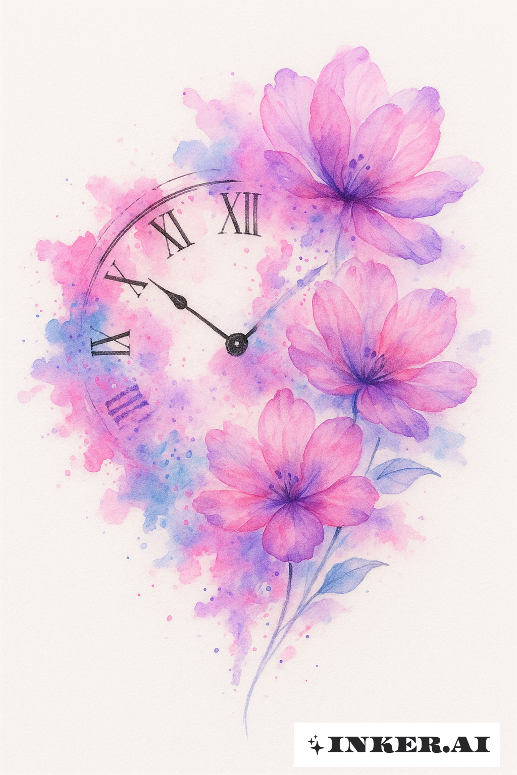 Un cadran de montre épanouissant comme une fleur à l'aquarelle