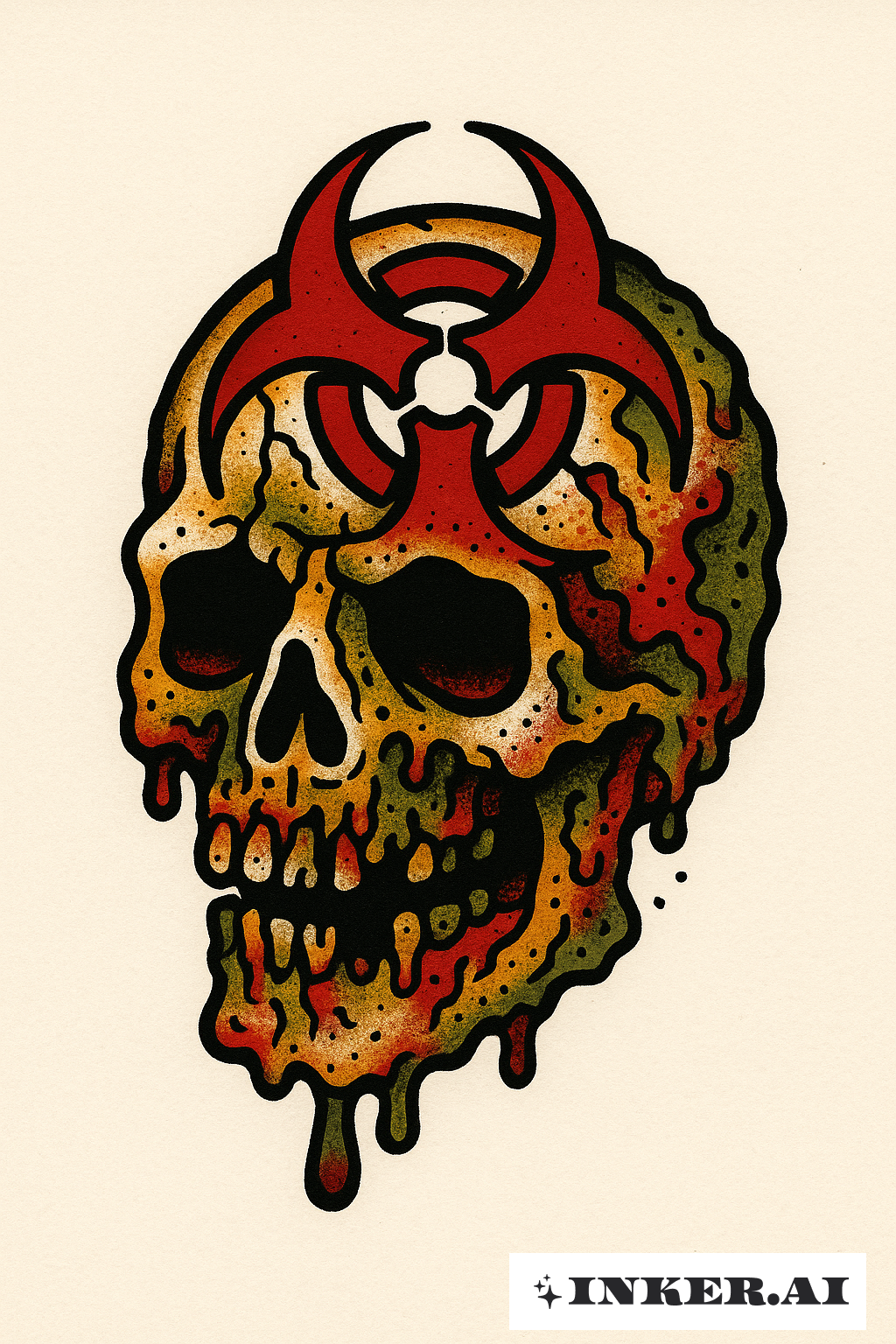 Infected Skull And Biohazard Symbol
