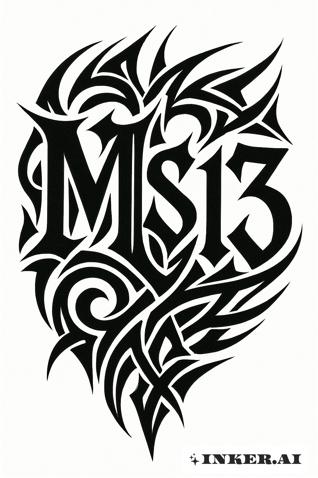 部落风格中的'Ms 13'字母