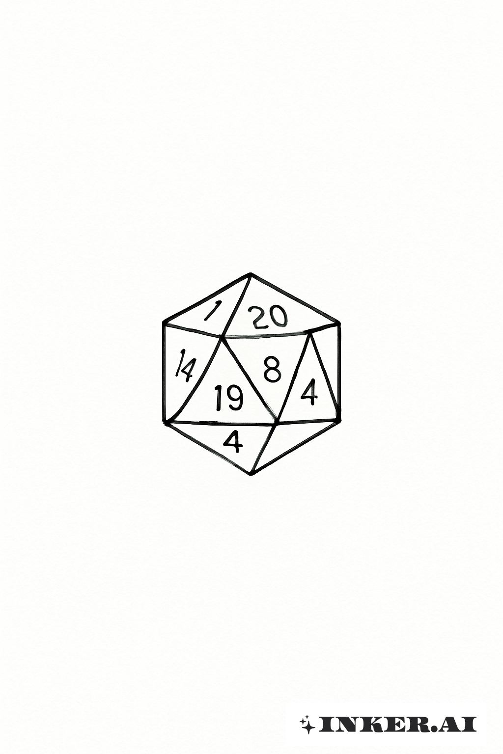A Tiny Outline of a D20 Dice