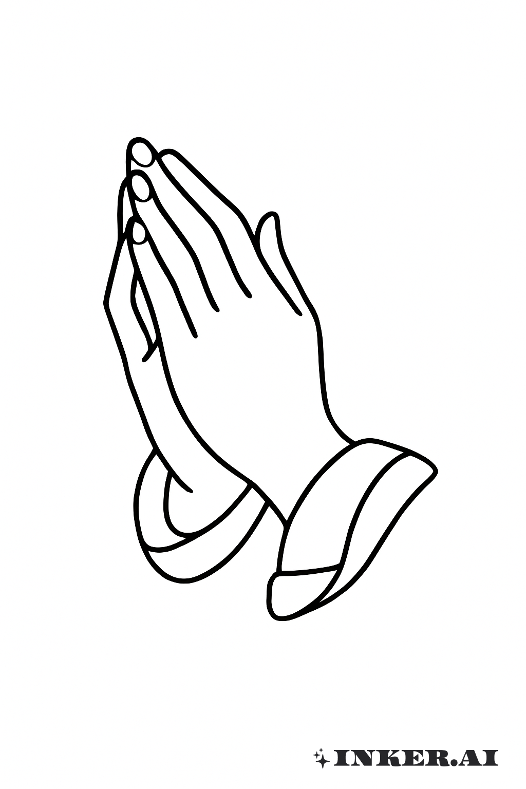 A Single Continuous Line Praying Hands