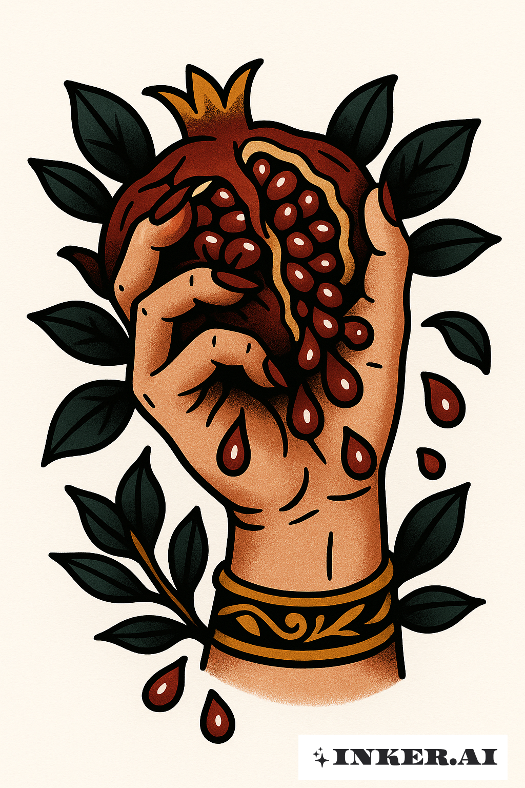 Persephone's Hand Crushing A Pomegranate