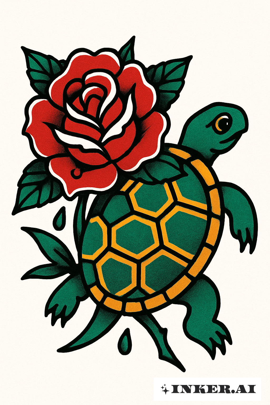 Tortuga y Rosa Tradicional Americana