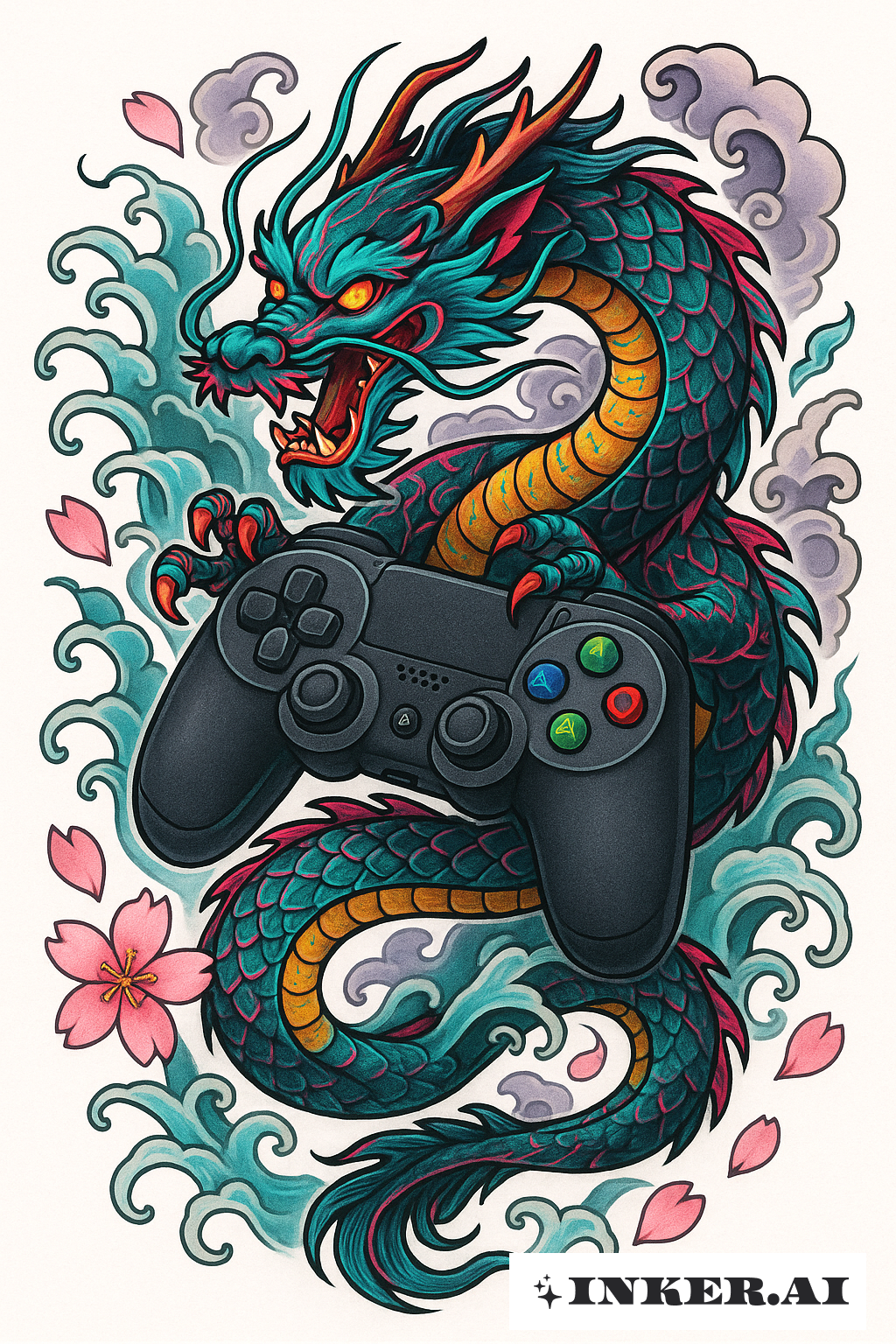 Một Con Rồng Gen Z Quấn Quanh Điều Khiển Trò Chơi