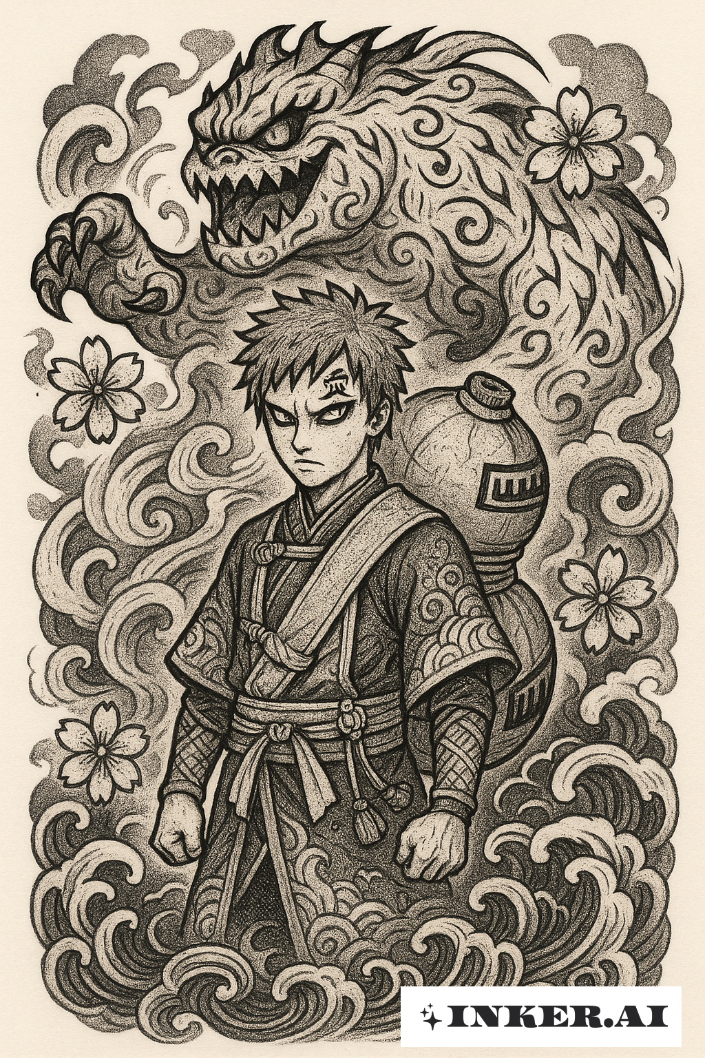Gaara und der Sanddämon Shukaku