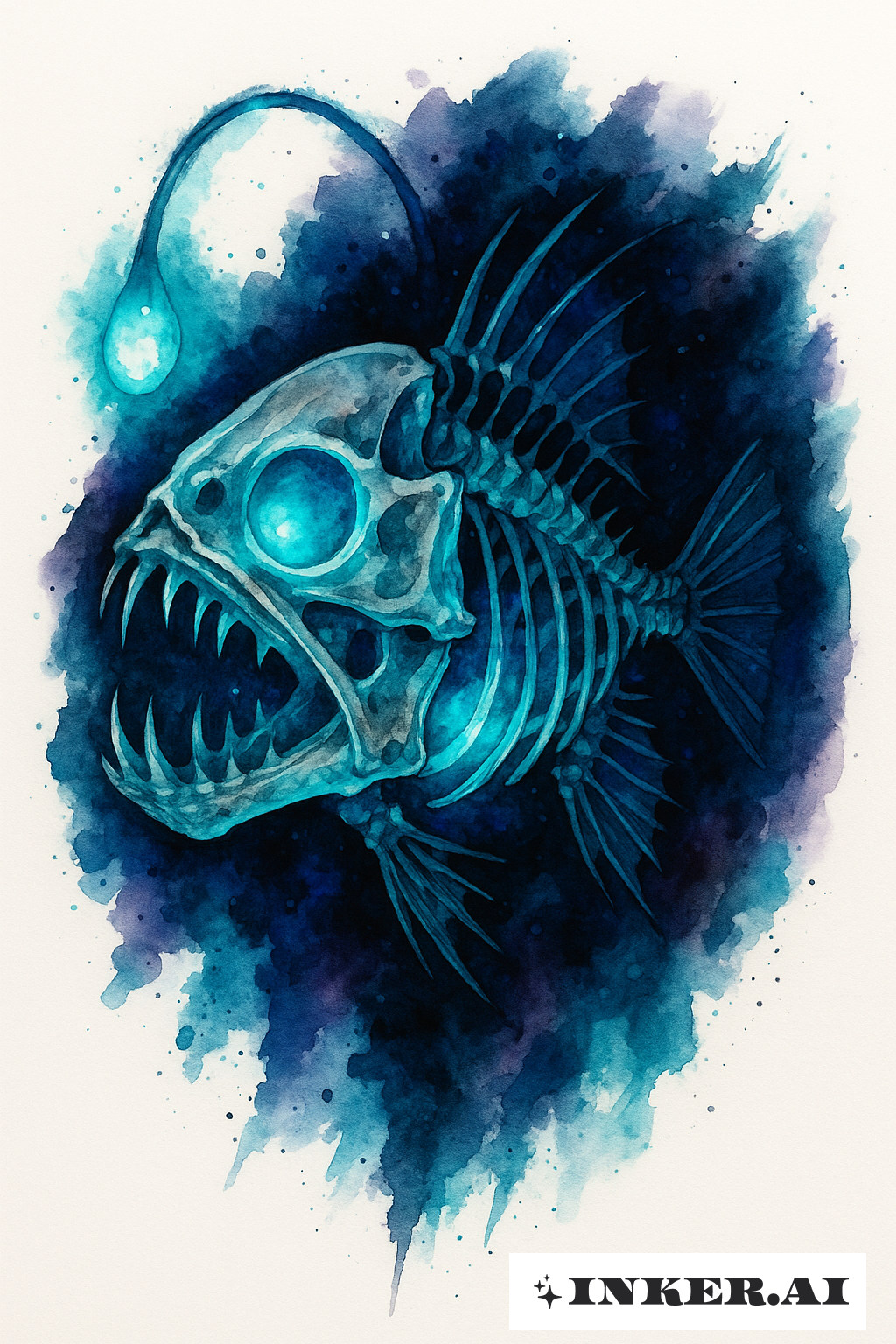 Abyssal Angler Fish Skeleton Glow