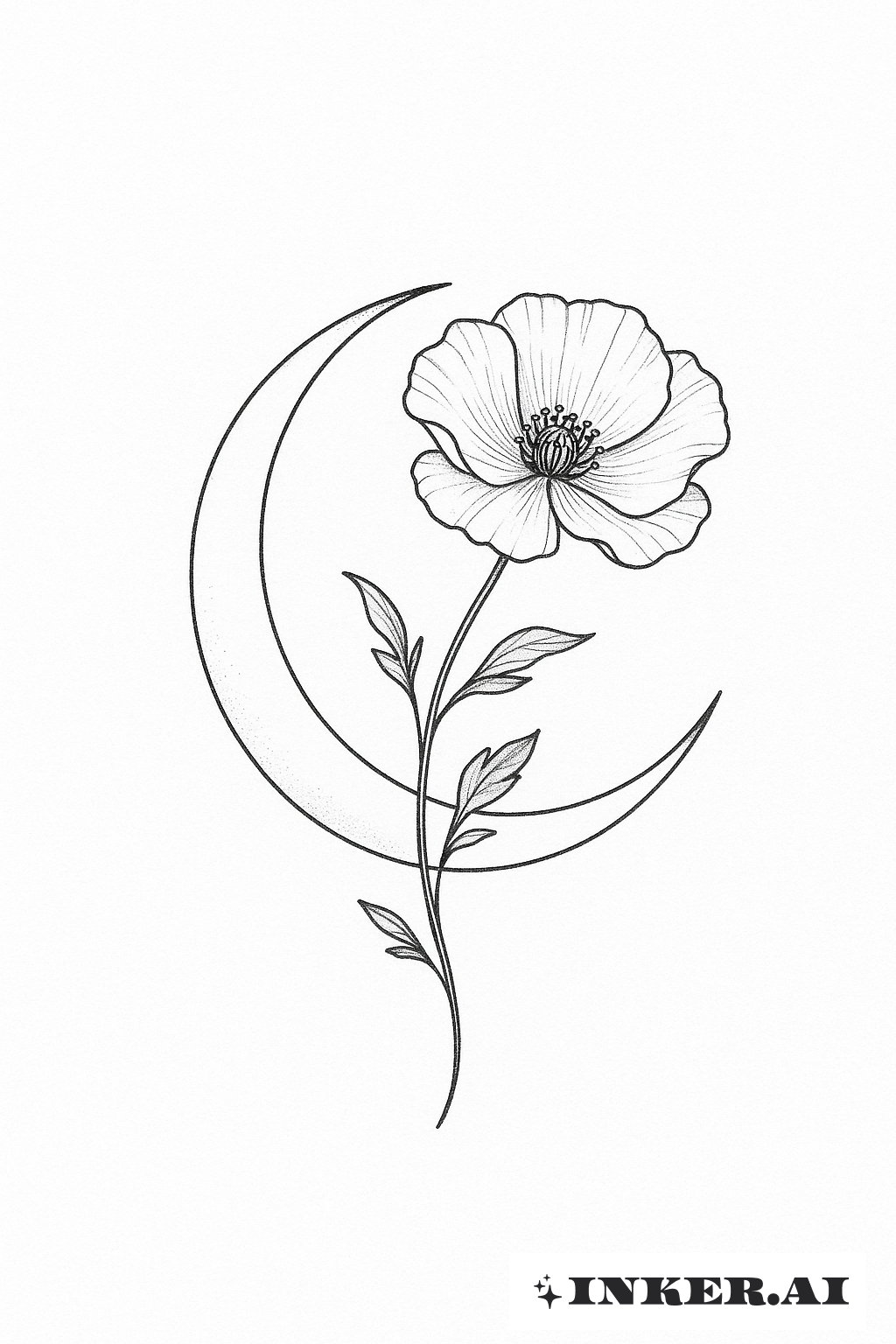 Halbmond und eine einzelne Mohnblume