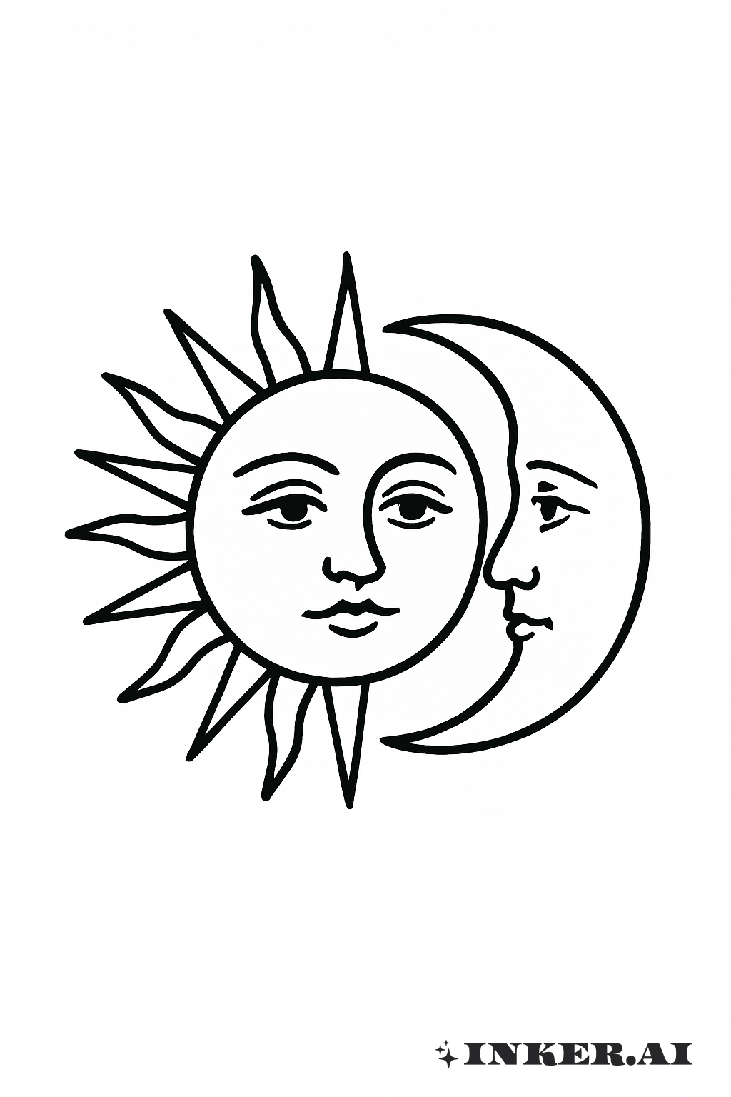 シンプルな太陽と月の顔