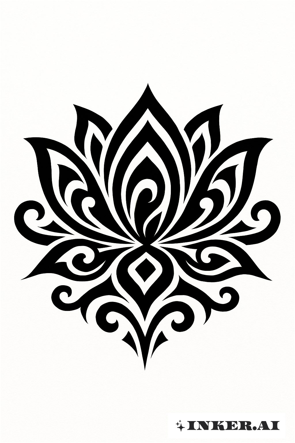 Tribal Swirls Forming a Lotus Flower